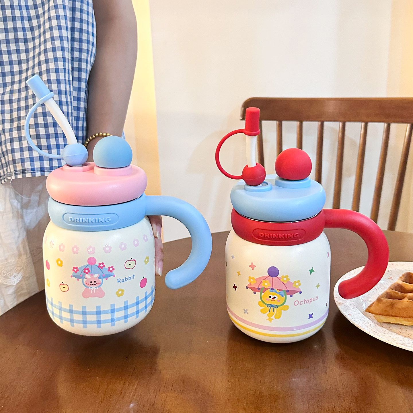 陶瓷内胆保温杯女生高颜值双饮吸管杯2025新款可爱桌面冰霸吨吨杯,餐饮具,保冷/保温杯,淘宝优惠券,粉丝福利购,淘宝优惠卷