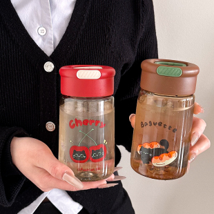 可爱猫咪水杯女生迷你便携口袋杯食品级耐高温mini夏季 小巧随手杯