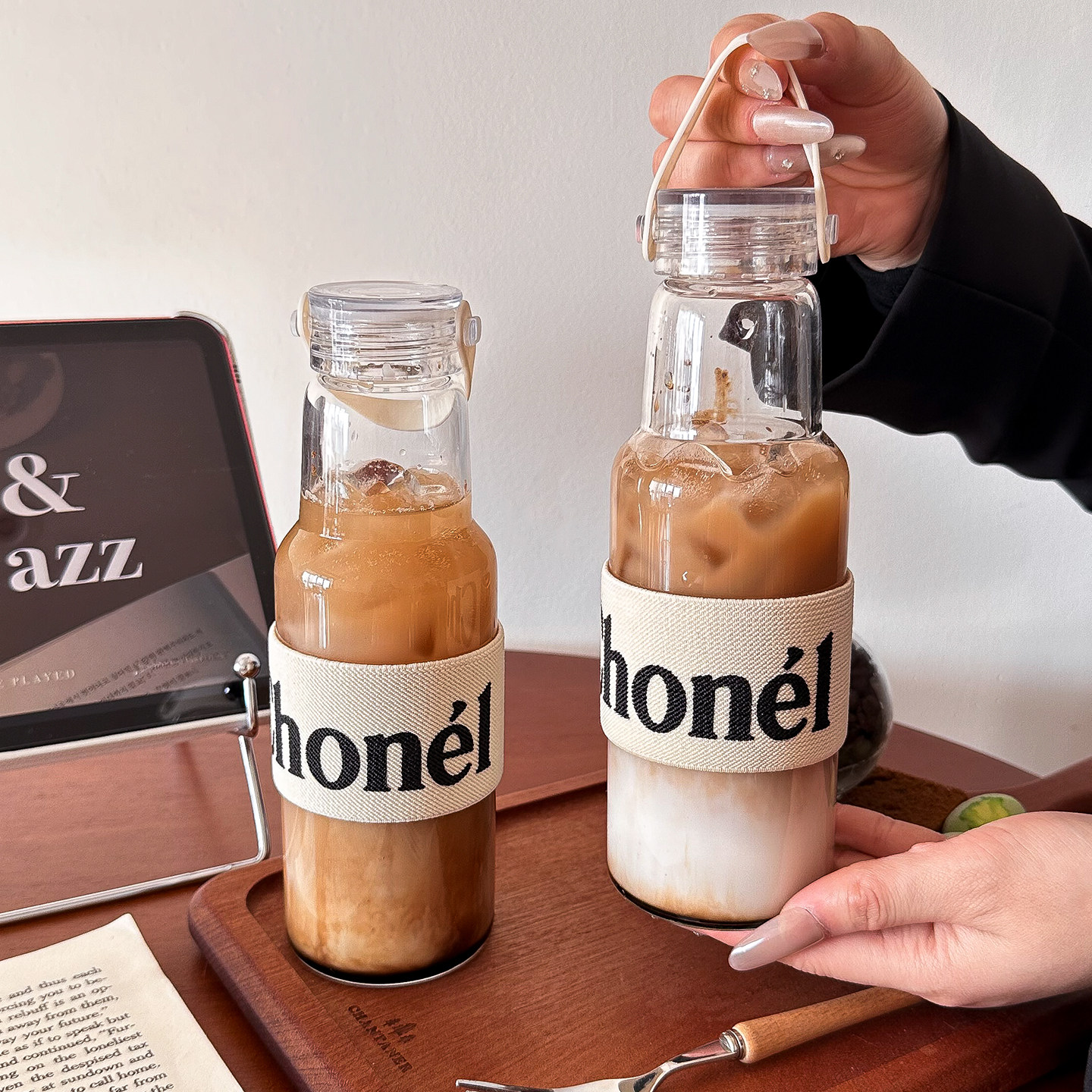 美式咖啡杯高硼硅透明玻璃杯小香风女士精致随手杯高级感夏季水杯,餐饮具,玻璃杯,淘宝优惠券,粉丝福利购,淘宝优惠卷