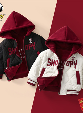 【两面穿年服】史努比SXM991连帽绗棉棒球服两面穿棉服外套