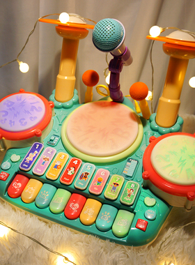 儿童迷你钢琴架子鼓二合一初学者入门男孩3-6岁婴儿宝宝打鼓玩具