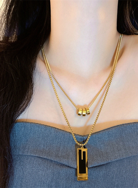 双层钛钢毛衣链2025新款秋冬长款高级大气小众设计感长款卫衣项链