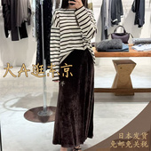 店主自留特价 5折大A逛东京byc日本代购 天鹅绒半身长裙3色日本制