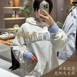 预约1月下大A逛东京CHAOS日本代购 100%纯棉字母休闲连帽卫衣2色