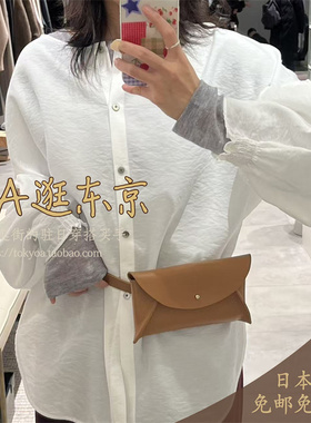 大A逛东京CONTE日本代购 牛皮纯色简约百搭腰包斜挎包