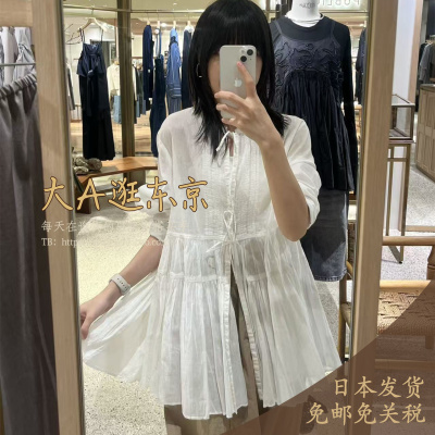 大A逛东京Curensology日本代购 100％纯棉风琴缩褶衬衫3色