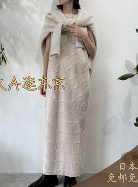 大A逛东京hella日本代购 剪裁流苏拼布格纹无袖连衣裙2色