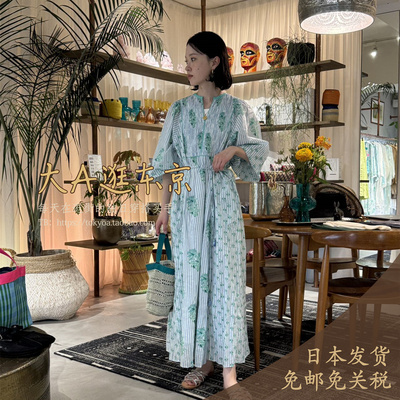 日本代购纯棉印花连衣裙3色