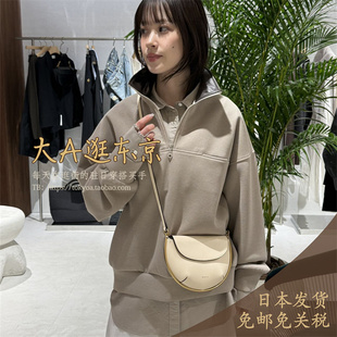 大A逛东京BRILL日本代购 上衣2色日本制 牛皮领口半拉链宽松套头衫