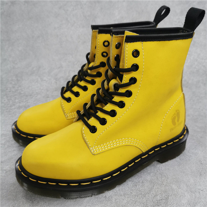 外贸出口踢不烂大黄靴断码处理捡漏头层牛皮马丁靴女防滑时尚百搭