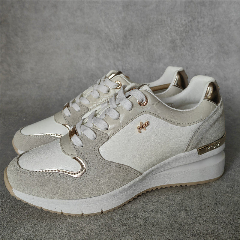 出口荷兰外贸原单mexx真皮内增高5cm女运动鞋牛皮防臭全皮小白鞋