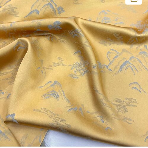 新中式山水醋酸人丝提花缎面料