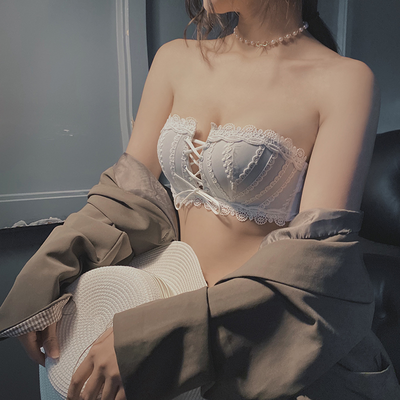 无肩带内衣女夏性感小胸聚拢