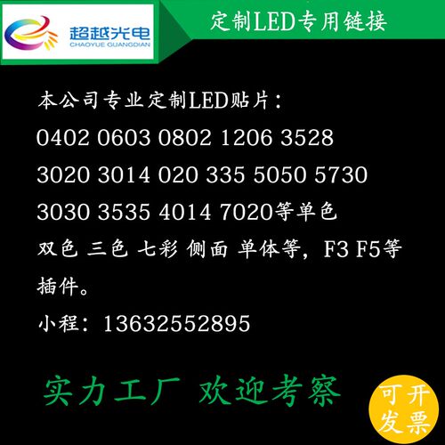 LED定制3000K 6500K 8000K红橙黄绿白蓝紫粉高亮灯珠1-150LM 1W23