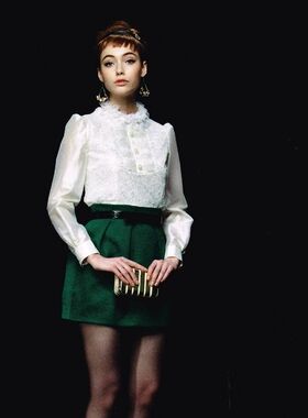 剪标 circle 正品 女装 秋冬 6066B1  修身绿色半身裙 特 促销