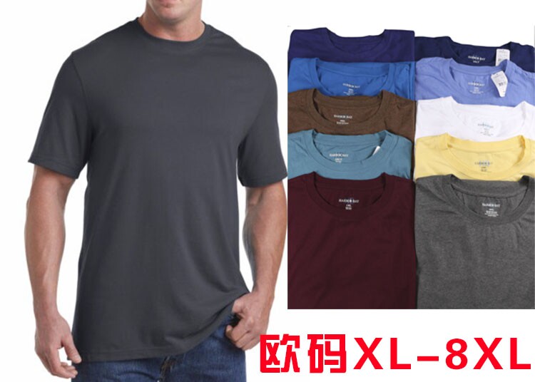 欧码外贸美单400斤圆领加肥加大码特大号运动男短袖t恤汗衫半袖n