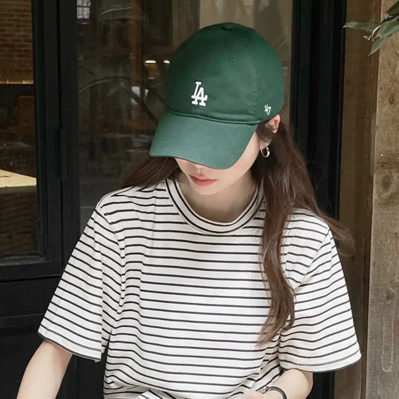 47brand墨绿色小标la棒球帽女夏显白软顶ny鸭舌帽子男潮牌ins正品