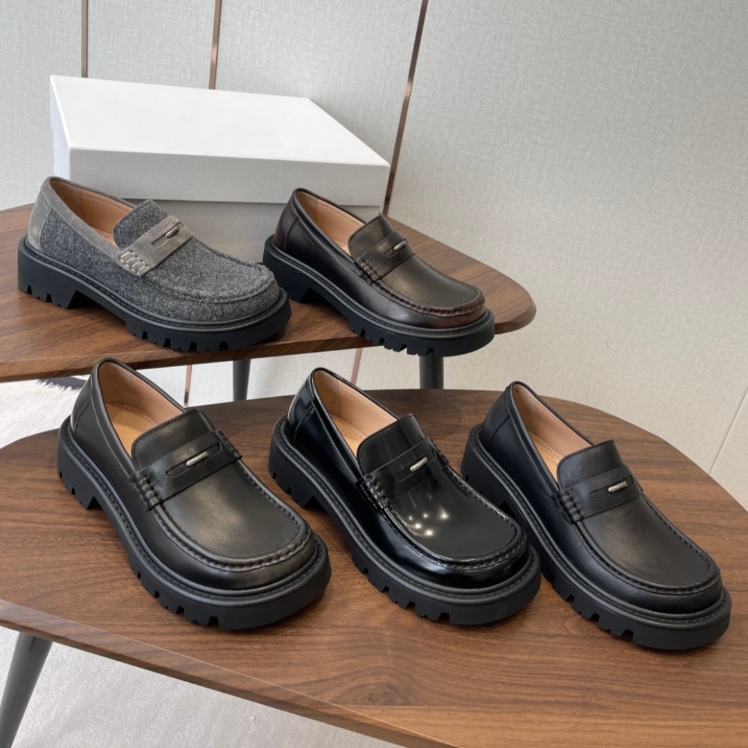 欧美复古擦色牛皮乐福鞋