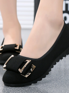 老北京布鞋平底女单鞋舒适黑色工作鞋平跟软底防滑布鞋软底妈妈鞋