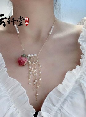 花朵长款流苏甜美风天然淡水珍珠