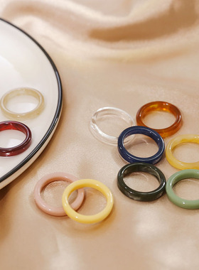 ins甜美糖果色戒指少女心树脂