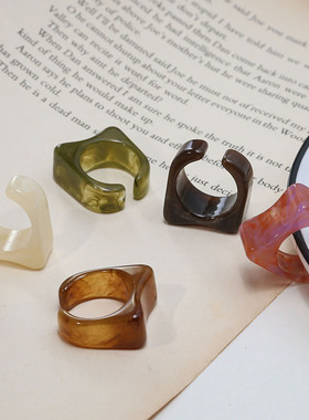 树脂渐变小众设计ins冷淡风戒指