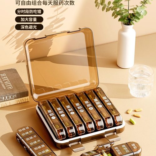 老人一个月药盒大容量便携分装早中晚30天分装药盒防潮药品提醒盒