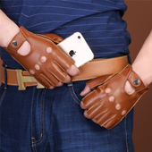 户外运动开车摩托车开车防滑山羊皮手套 薄款 骑行半指手套男士 夏季