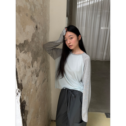 Softruler 2026早秋经典BI备莱赛尔拼接长袖  灰蓝/卡其棕