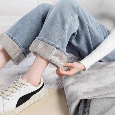 高腰直筒牛仔裤女春秋202