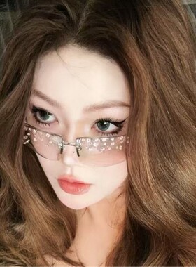 保罗雷朋官网新款Y2K千禧朋克无框镶钻太阳镜时尚辣妹拍照墨镜女