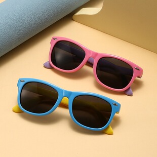 保罗雷朋官网新款 可爱小方框宝宝超轻 硅胶儿童米钉偏光太阳镜个性
