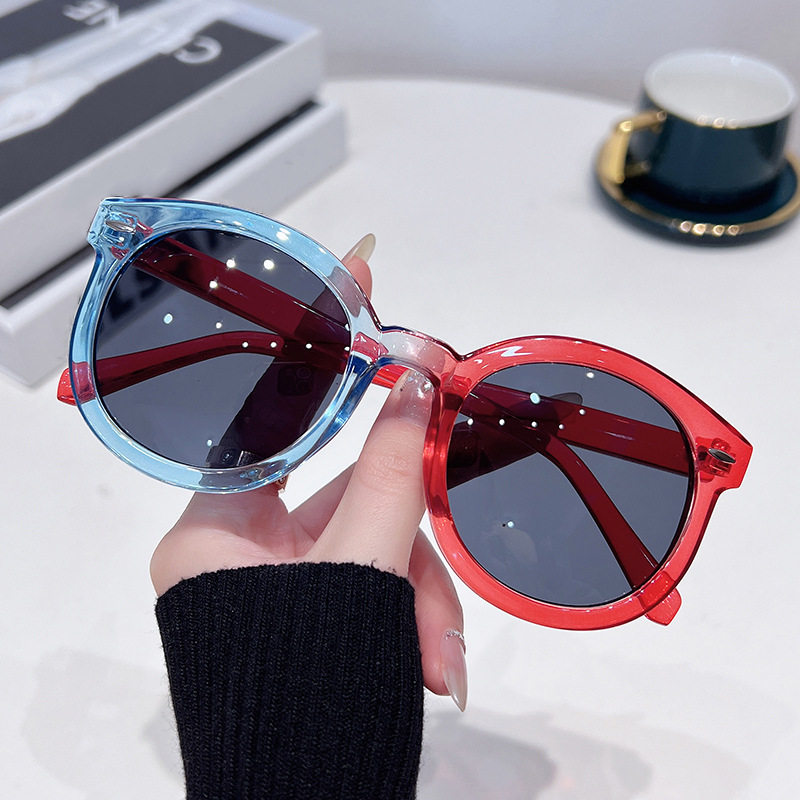 保罗雷朋官网跨境新奇装饰搞怪太阳眼镜蓝红撞色大框圆形太阳镜20