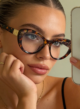 保罗雷朋官网新品欧美猫眼平光镜个性百搭框架眼镜修颜显脸小学生