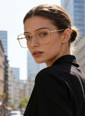 保罗雷朋官网韩版GM金属平光镜2025新款素颜眼镜框防蓝光甜美小清