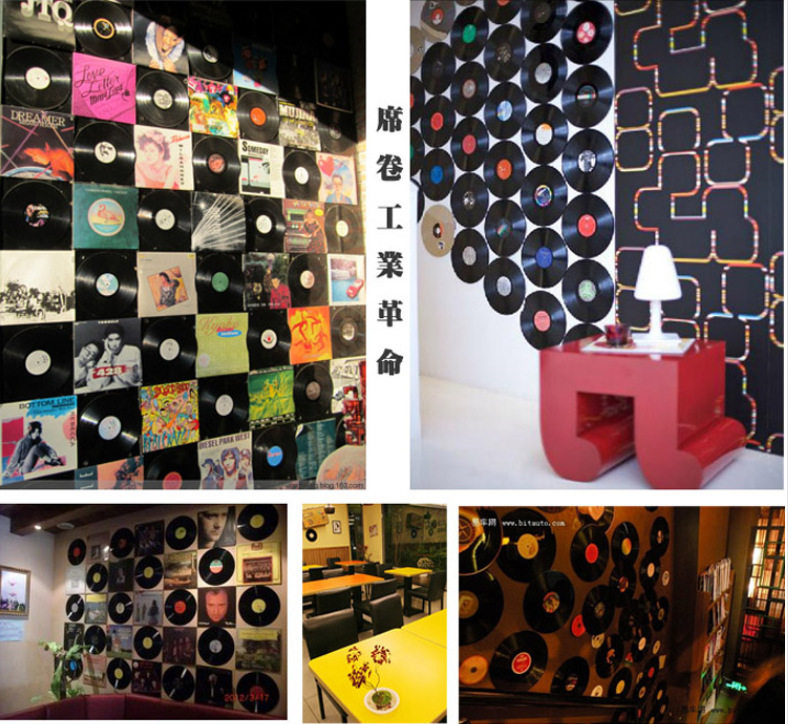 复古墙面装饰画碟片道具背景墙黑胶唱片墙饰胶片酒吧ktv墙壁挂件