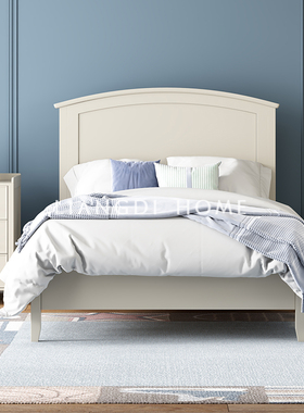 美式现代实木儿童床男孩女孩1.5米1.35青少年床1.2单人床环保白色