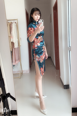 长袖加厚金丝绒秋款中老年风旗袍