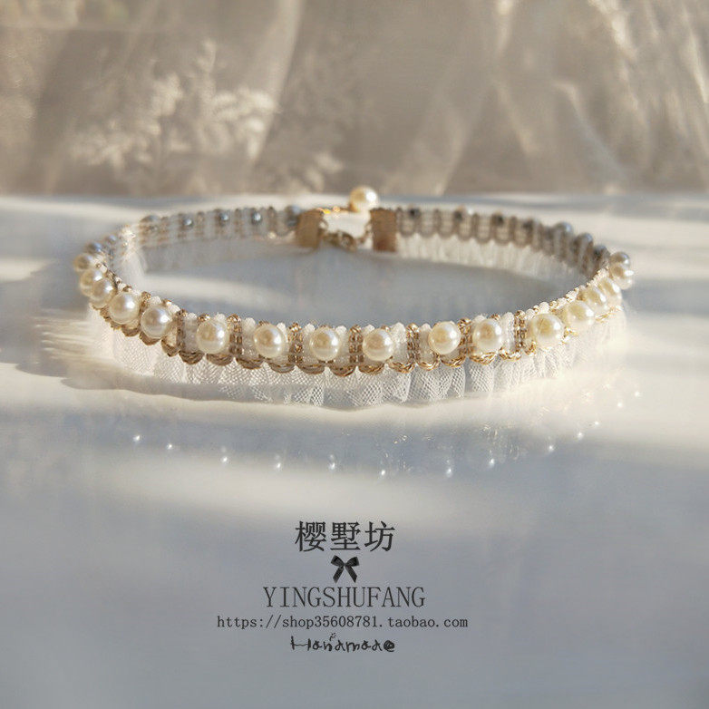 小香风蕾丝珍珠女项链