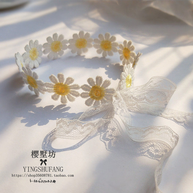 少女心项链小清新雏菊花朵系带