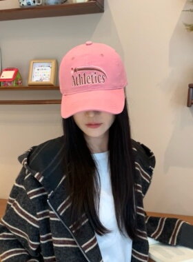 树莓粉软顶鸭舌帽女复古百搭帽子