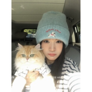 王饱饱暖糯小狗针织帽自留款百搭可爱狗狗刺绣毛线帽秋冬保暖帽子