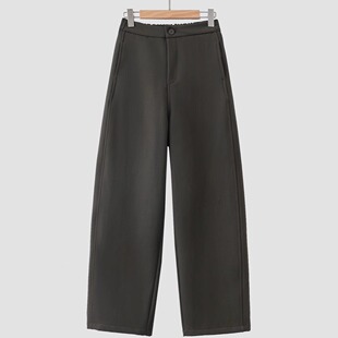 高腰弯刀窄版阔腿长裤女2025秋冬加绒加厚宽松卫裤百搭显瘦休闲裤