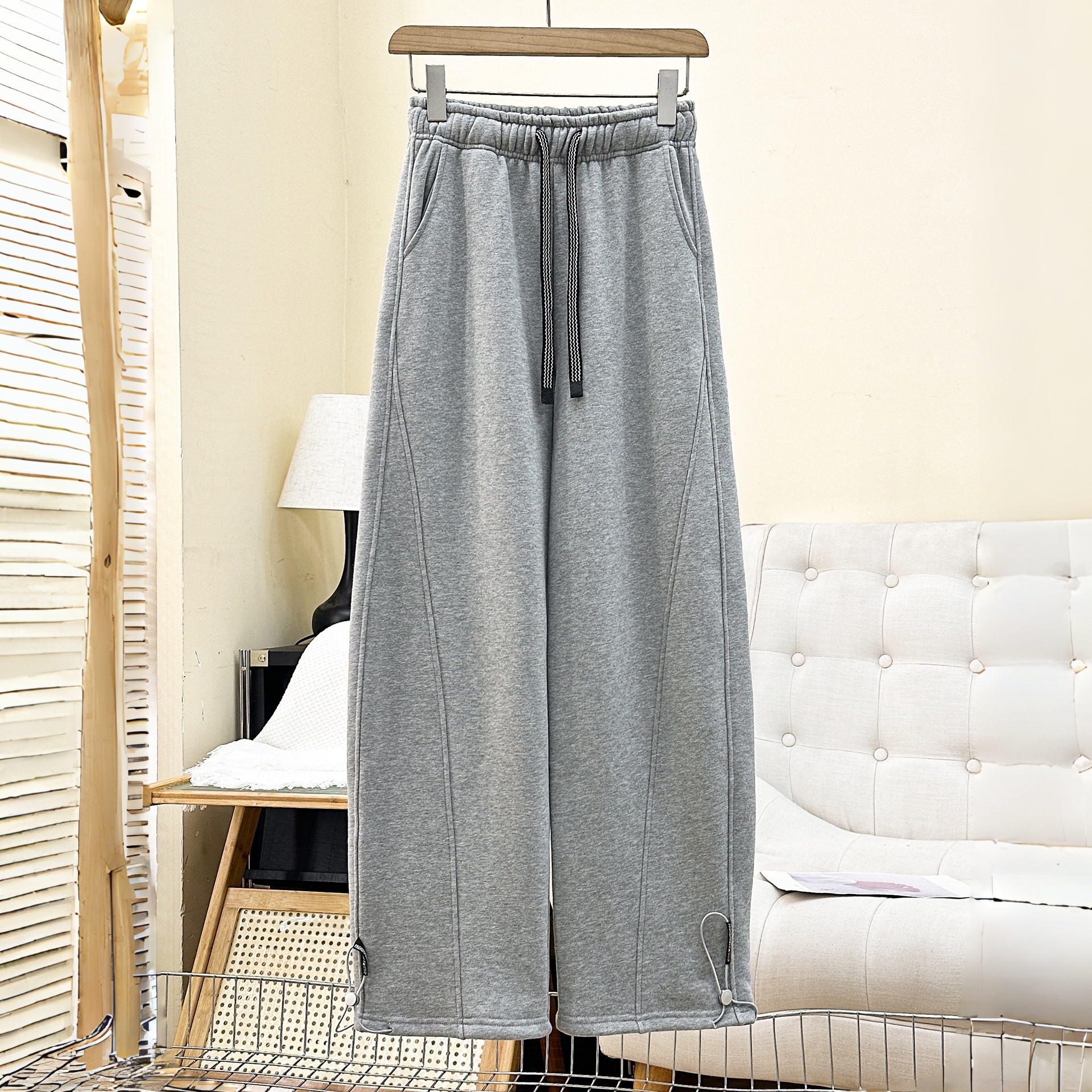 高货一体绒宽松束脚两穿阔腿裤