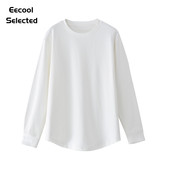 圆领长袖 棉质 T恤女2026打底衫 新款 内搭 袖 春秋薄款 衬衣扣春季