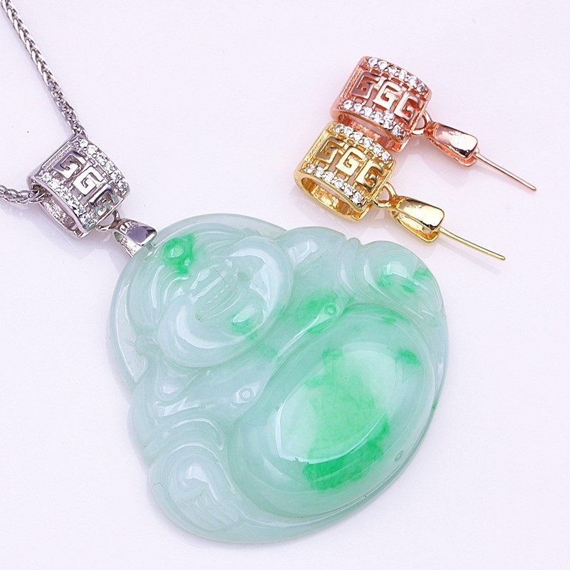 包邮925纯银扣头diy金色吊坠扣