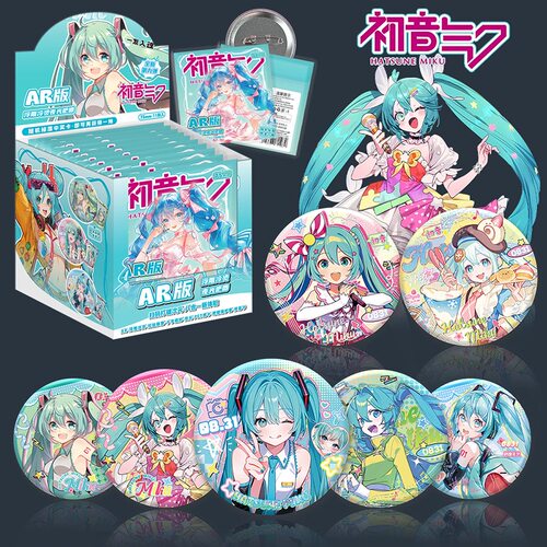 初音未来AR夜光吧唧盲盒二次元动漫周边马口铁75银葱镭射徽章谷子