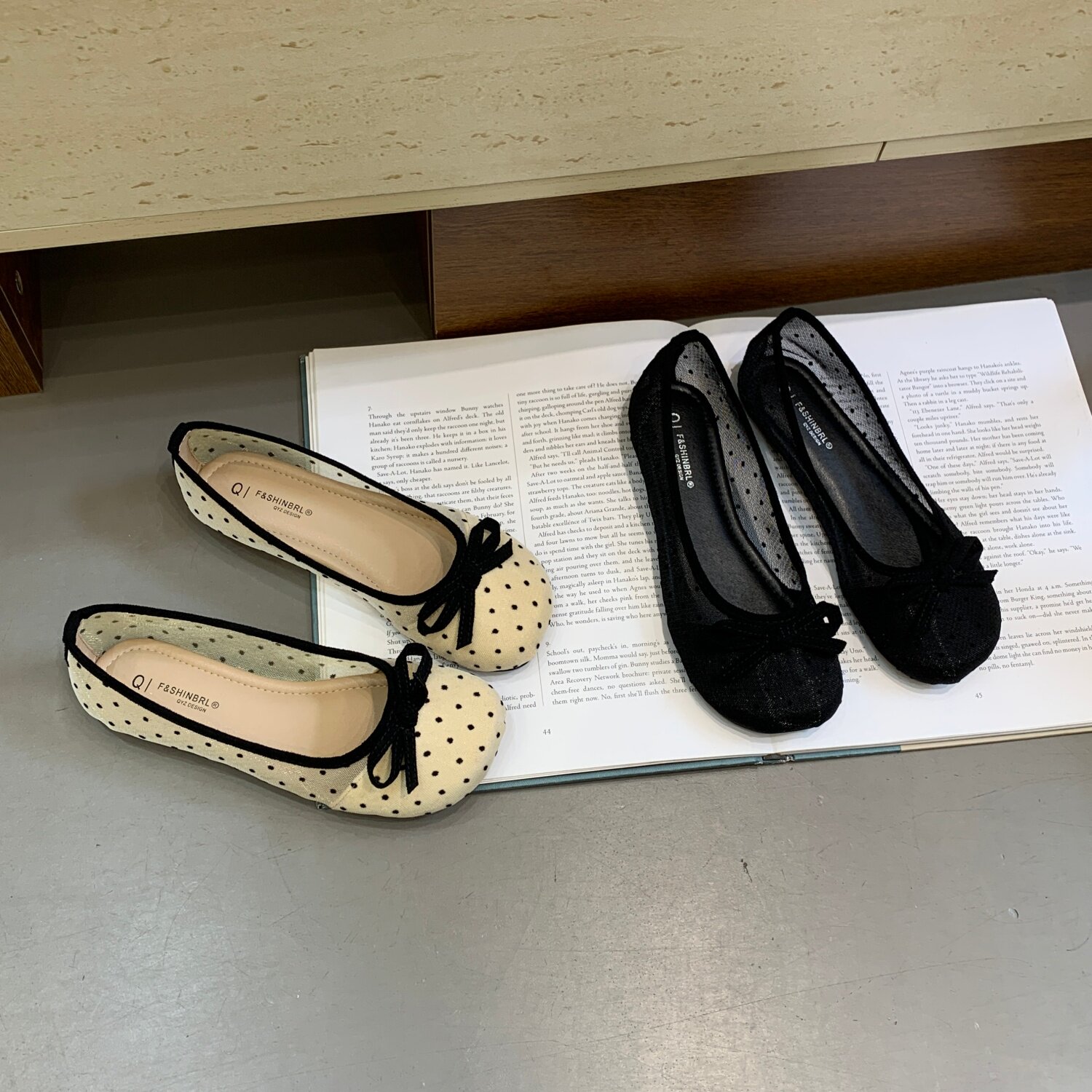 2026春季新款圆头网纱波点蝴蝶结平底单鞋女浅口芭蕾舞鞋气质瓢鞋