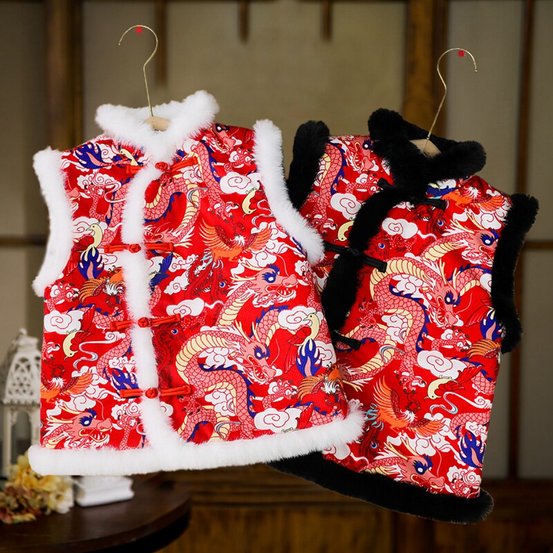 儿童唐装马甲冬季女童中国风加绒厚坎肩男宝宝新年喜庆背心拜年服,童装/婴儿装/亲子装,唐装,淘宝优惠券,粉丝福利购,淘宝优惠卷