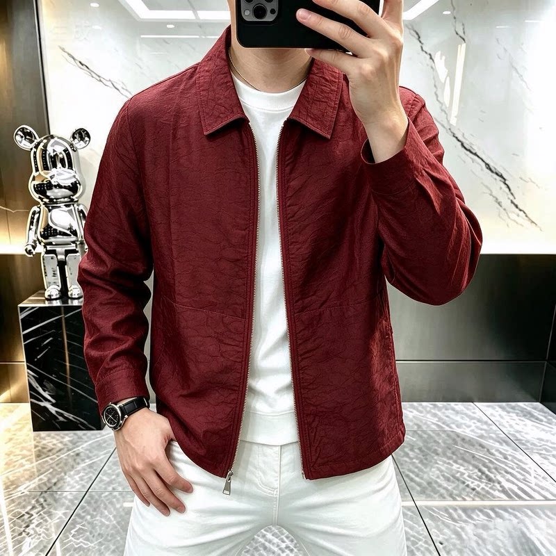 高档轻奢夏季男士潮流休闲百搭翻领时尚夹克外套2655